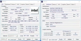 Στιγμιότυπο οθόνης CPU-Z της Intel Raptor Lake.