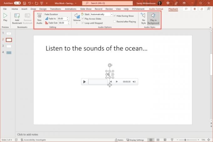 jak dodać kartę odtwarzania audio w programie Powerpoint w systemie Windows