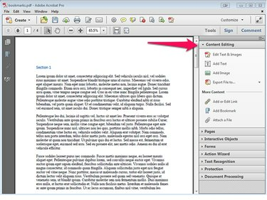 एक्रोबैट प्रो में कंटेंट एडिटिंग।