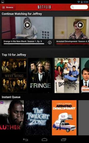 Schermata di Google Nexus 7 2013 netflix